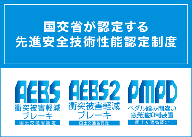 国交省が認定する先進安心技術性能認定制度 AEBS AEBS2 PMPD 三菱のクルマの多くが認定されました！