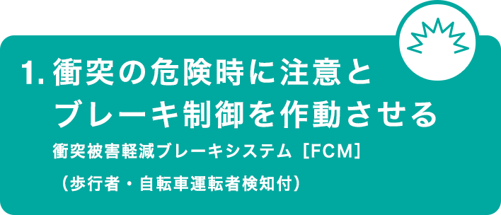 1.衝突の危険時に注意とブレーキ制御を作動させる 衝突被害軽減ブレーキシステム［FCM］