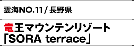 NO.11 / 長野県 竜王マウンテンリゾート「SORA terrace」