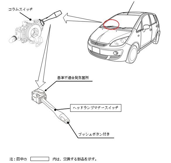 三菱純正用品ヘッドランプマナースイッチの自主改善について